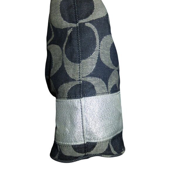 Coach Carley Signature Sufflette Denim & Leather handbag & glitter stripe accent - Picture 4 of 15